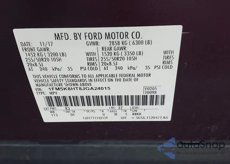 2018 Ford Explorer Platinum из США, поврежденный, VIN 1FM5K8HT8JGA24015